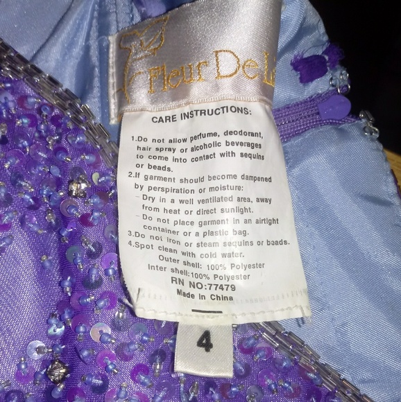 Fleur DeLis 2 Pc Prom Dress Sz 4 Lilac - Picture 7 of 7